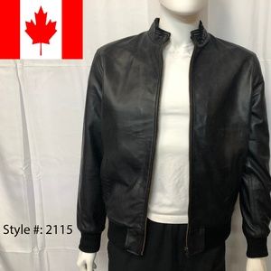 Genuine leather Bomber jacket art#2115 Black